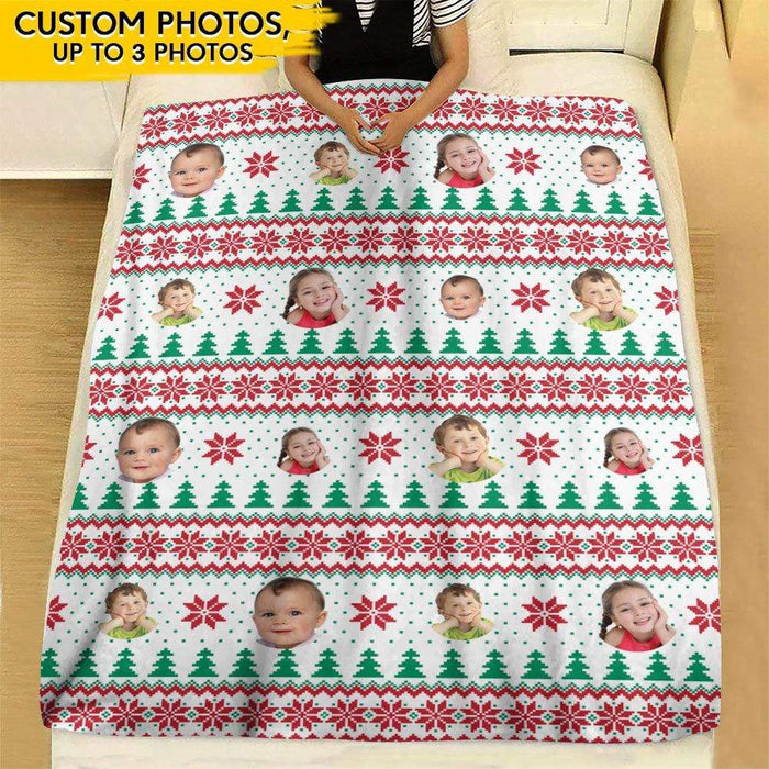 GeckoCustom Christmas Dog Ugly Sweater Pattern Blanket HN590 VPM Cozy Plush Fleece 50x60 Inches