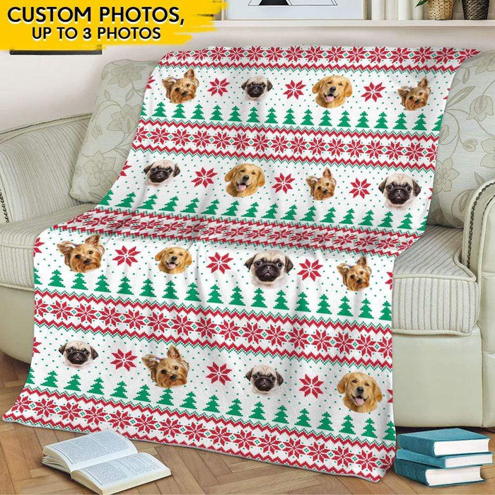GeckoCustom Christmas Dog Ugly Sweater Pattern Blanket HN590 VPL Cozy Plush Fleece 60x80 Inches (Favorite)