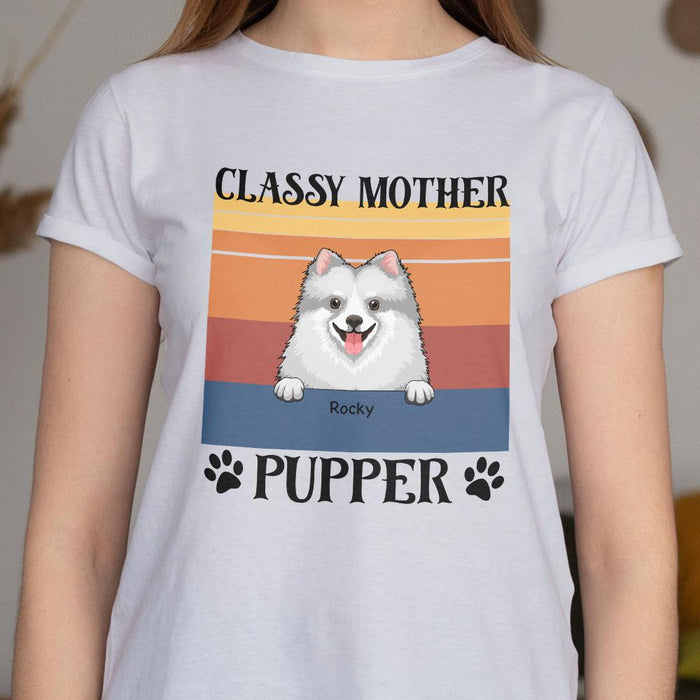 GeckoCustom Classy Mother Pupper Dog Shirt Women Tee / Light Blue Color / S