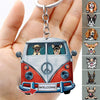 GeckoCustom Colorful Camper Van Dog Camping Acrylic Keychain HN590 50mm x 50mm / 1 Piece