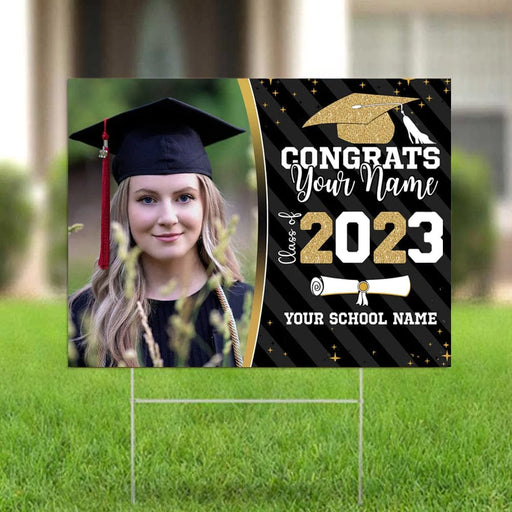 GeckoCustom Congrats Class of 2023 Custom Image Yard Sign - Graduation Day, Senior Gift HN590