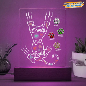 GeckoCustom Crazy Cat Lady Acrylic Plaque With LED Night Light N304 Acrylic / 7.9"x4.5"