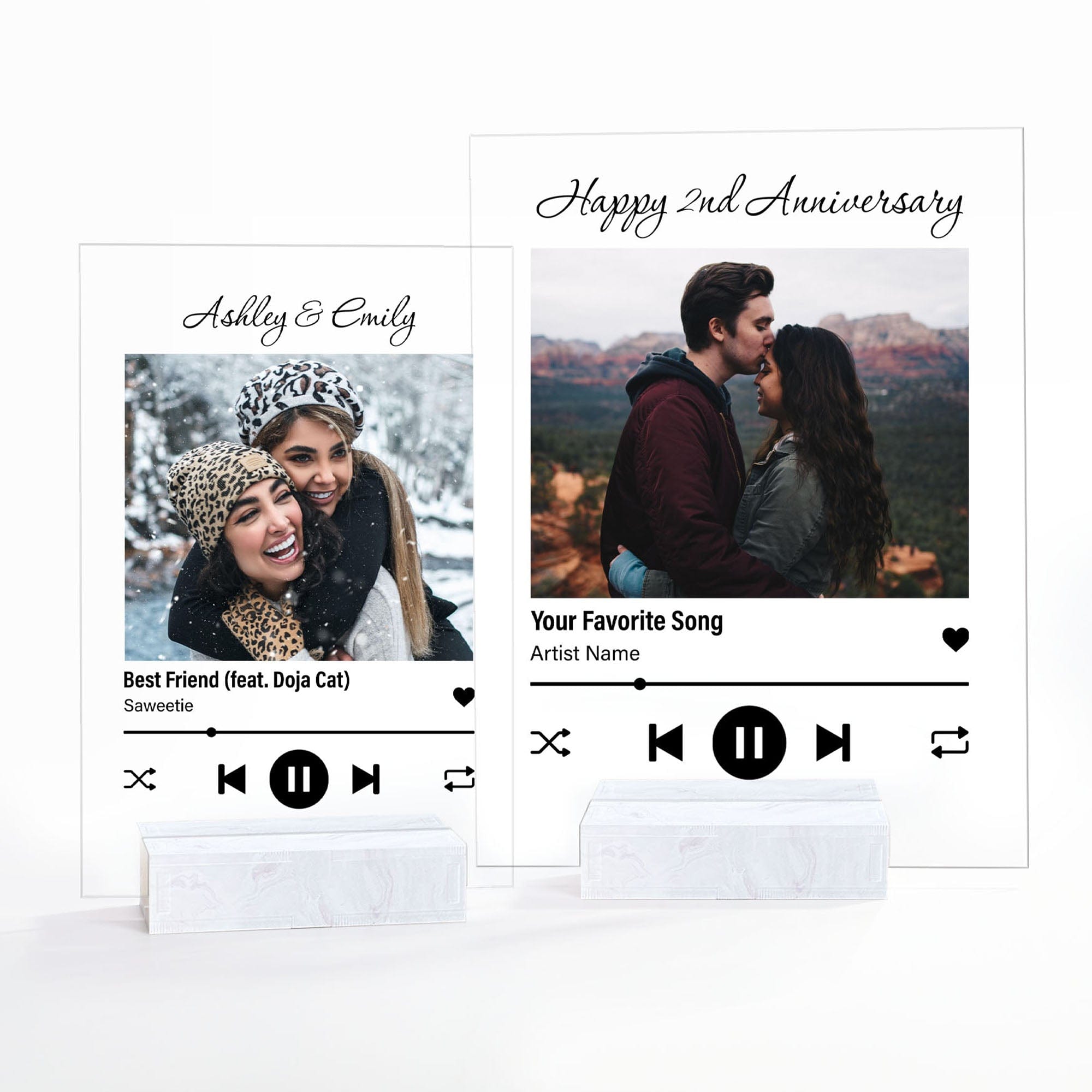 GeckoCustom Custom Acrylic Song Plaque Couples Gift Personalized Anniversary Valentine Photo Acrylic Plaque C609 4" X 6"