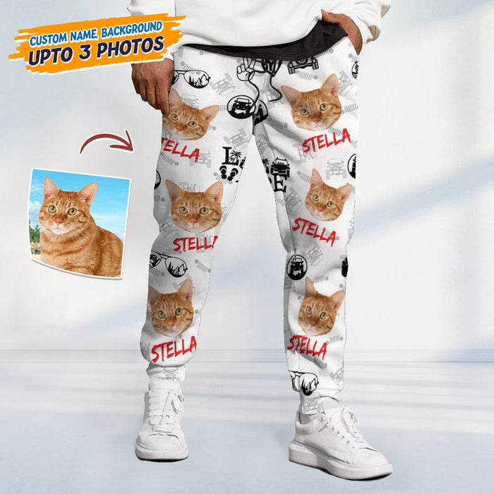 GeckoCustom Custom Cat Photo With Offroad Pattern Sweatpants N304 HN590