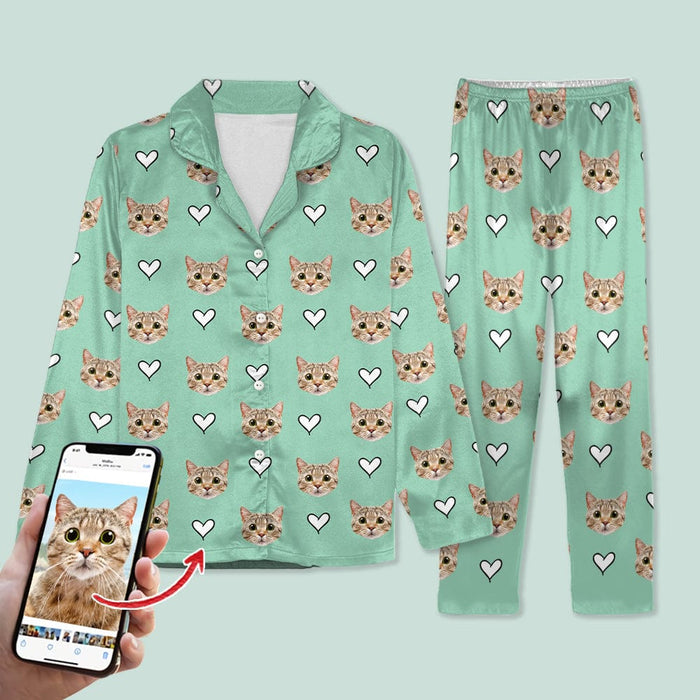 GeckoCustom Custom Dog Cat Photo Icon Design For Pet Lover Pajamas T368 HN590 For Kid / Combo Shirt And Pants / 3XS