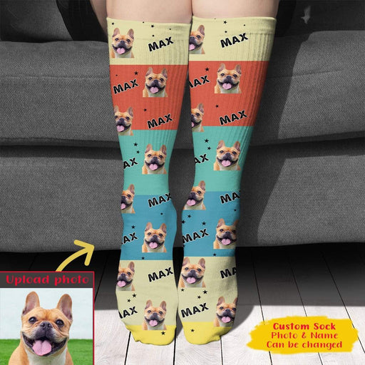 GeckoCustom Custom Dog Cat Photo Vintage Socks, Personalized Gift For Dog Cat Lovers, SG02