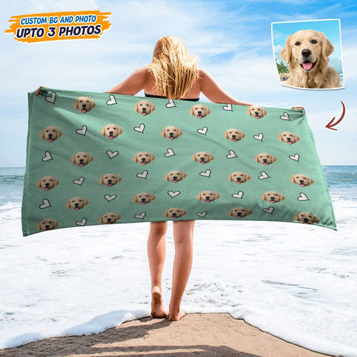 GeckoCustom Custom Dog Cat Photo With Icon Decoration Pet Beach Towel K228 HN590