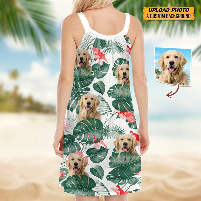 GeckoCustom Custom Dog Photo Hawaii Women's Sleeveless Cami Dress N304 9011