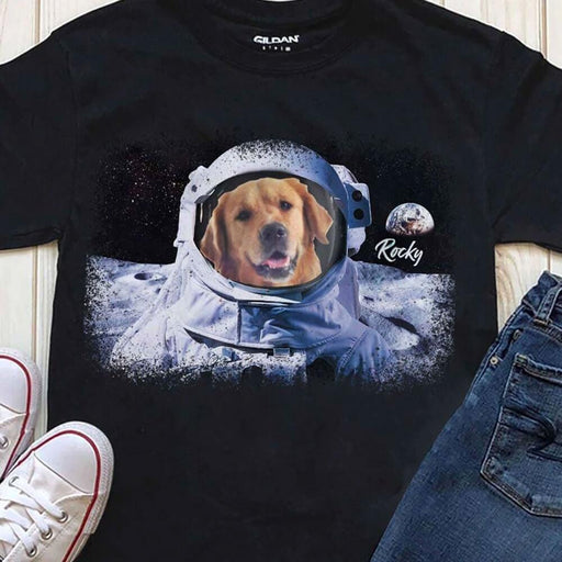GeckoCustom Custom Dog Photo Shirt, Dog Astronaut Photo Shirt, Custom Image Shirt Unisex T-Shirt / Black / S