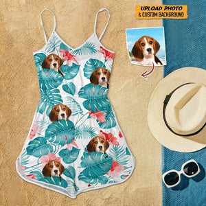 GeckoCustom Custom Dog Photo Sleeveless Romper N304