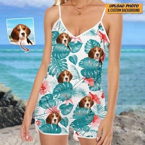 GeckoCustom Custom Dog Photo Sleeveless Romper N304