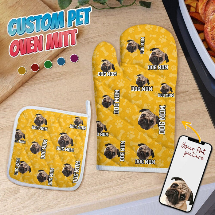 GeckoCustom Custom Dog Photo With Accessory Pattern Oven Mitt