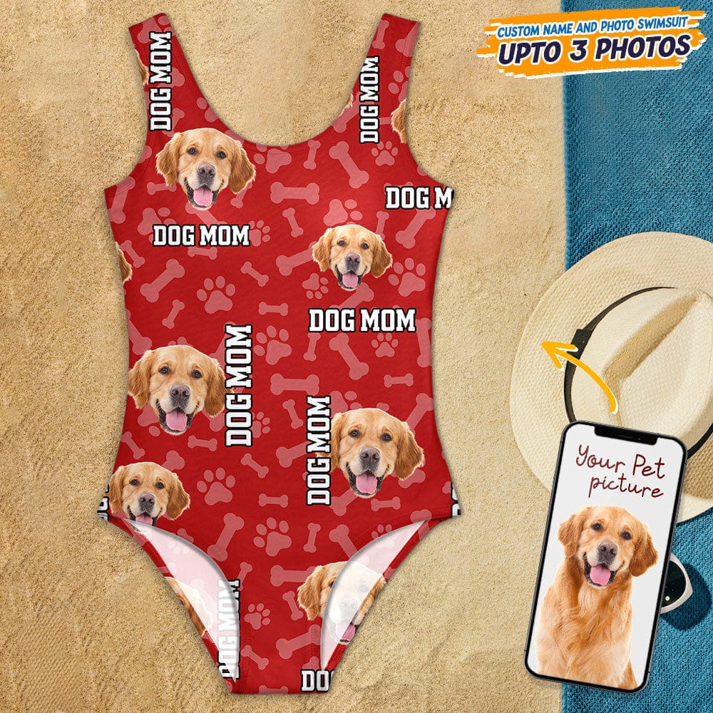 GeckoCustom Custom Dog Photo With Accessory Pattern Swimsuit K228 889004