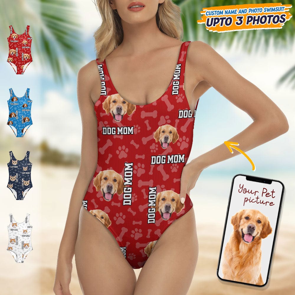 GeckoCustom Custom Dog Photo With Accessory Pattern Swimsuit K228 889004