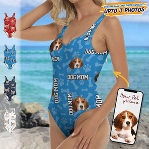 GeckoCustom Custom Dog Photo With Accessory Pattern Swimsuit K228 889004