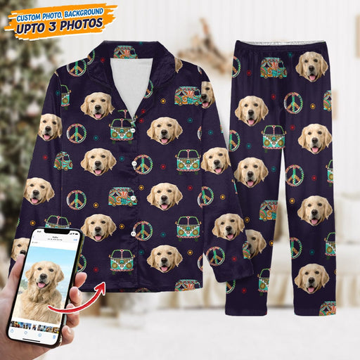 GeckoCustom Custom Dog Photo With Decoration Hippie Pajamas T368 HN590 For Kid / Combo Shirt And Pants / 3XS