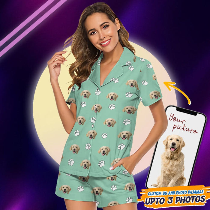 GeckoCustom Custom Dog Photo With Icon Decoration Short Pajamas T368 HN590