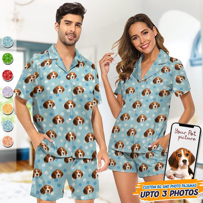 GeckoCustom Custom Dog Photo With Polka Dots Pattern Short Pajamas T368 HN590