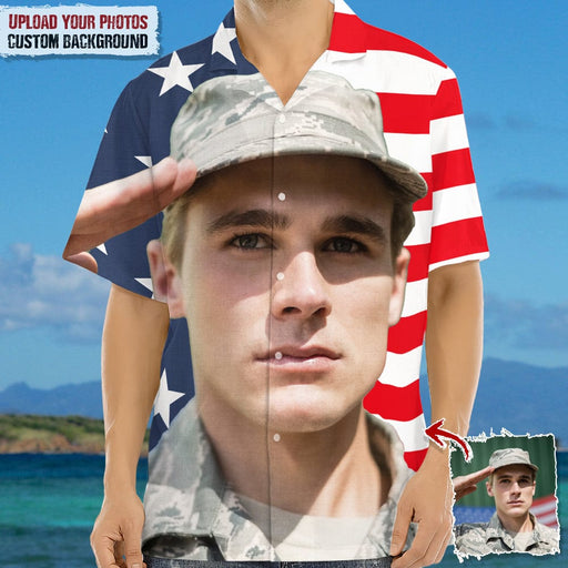 GeckoCustom Custom face photo Military Hawaiian Shirt N369 HN590