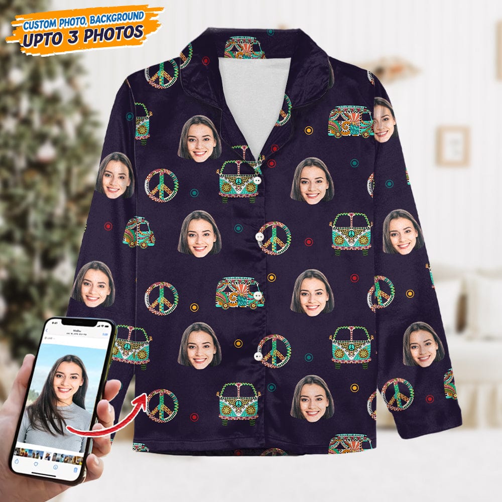 GeckoCustom Custom Face Photo With Decoration Hippie Pajamas T368 HN590 For Kid / Combo Shirt And Pants / 3XS