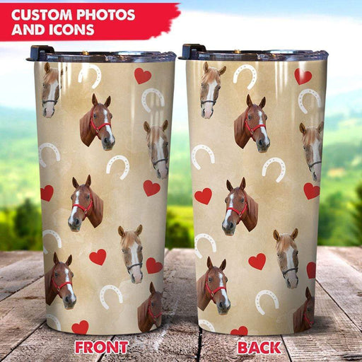 GeckoCustom Custom Horse Photo And Icons Pet Tumbler HN590 20 Oz