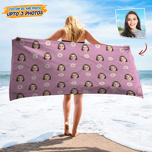 GeckoCustom Custom Human Face Photo With Icon Decoration Beach Towel T368 HN590