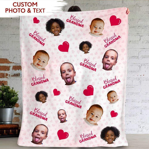GeckoCustom Custom Image Blessed Grandma Family Blanket HN590 VPS Cozy Plush Fleece 30 x 40 Inches (baby size)es (baby size)