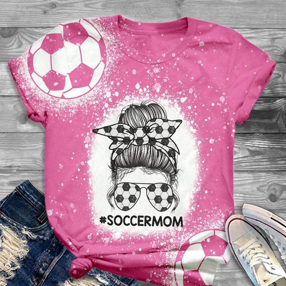 GeckoCustom Custom Name and Number Mom Bleached Tshirt Soccer HN590 Basic Tee / Black / S