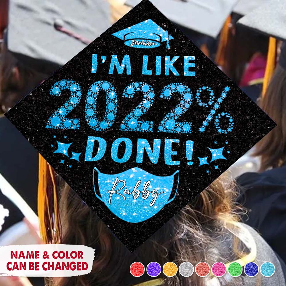 GeckoCustom Custom Name I'm Like 2022 Done Graduation Cap Topper, HN590 9.5"x9.5"