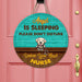 GeckoCustom Custom Name Sleeping Dog Mom Nurse Wooden Door Sign, Dog Lover Gift, HN590 18 Inches