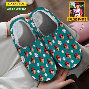GeckoCustom Custom Photo Baseball Plush Slippers T368 HN590