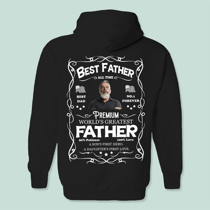 GeckoCustom Custom Photo Best Father All Time Shirt N304 889078 Pullover Hoodie / Black Colour / S