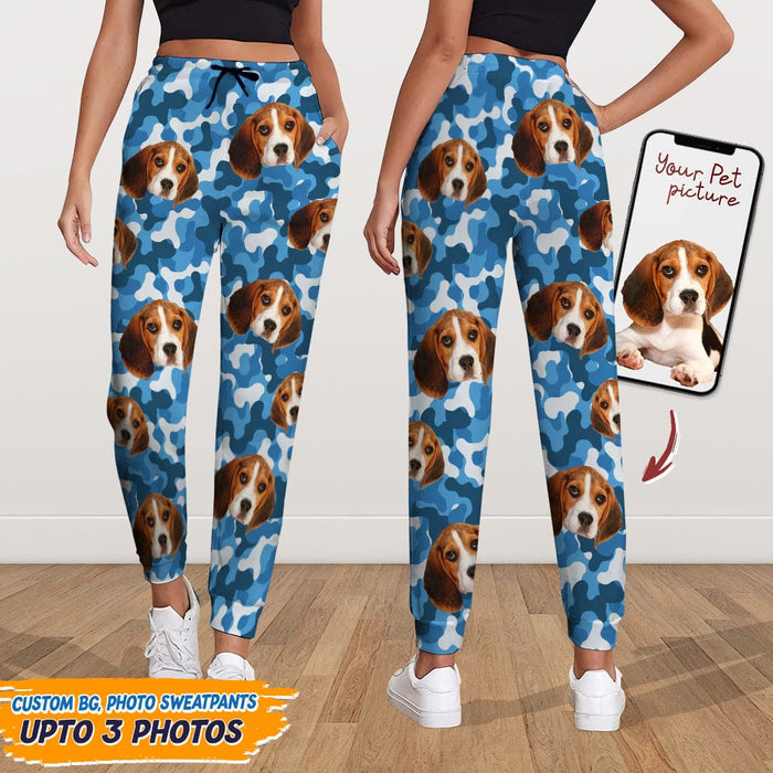 GeckoCustom Custom Photo Camo Background Dog Sweatpants N304 HN590