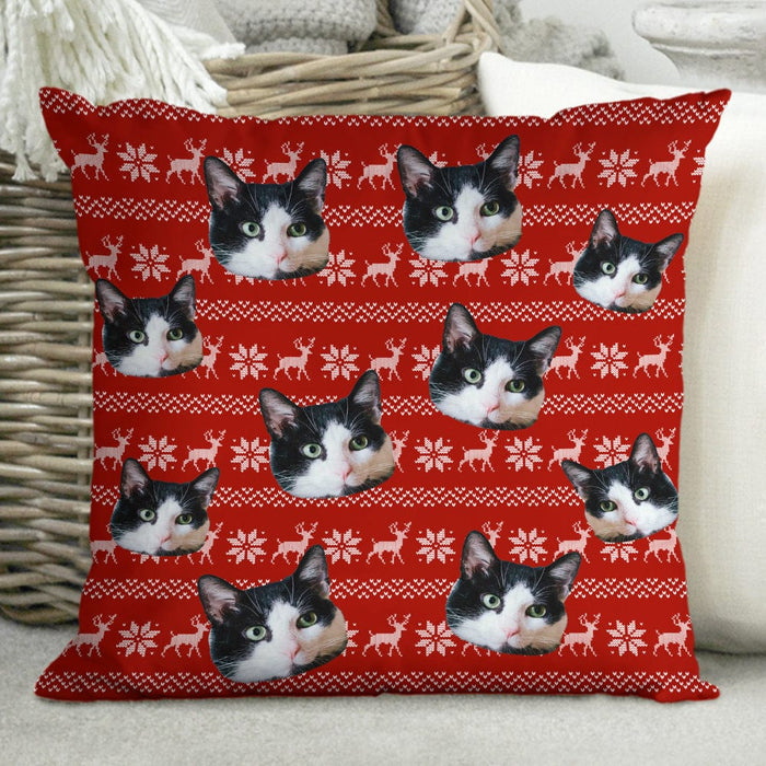 GeckoCustom Custom Photo Cat Christmas Pattern Cat Pillow N304 HN590