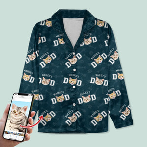 GeckoCustom Custom Photo Cat Dad Cat Mom Pajamas N304 HN590 For Kid / Only Shirt / 3XS