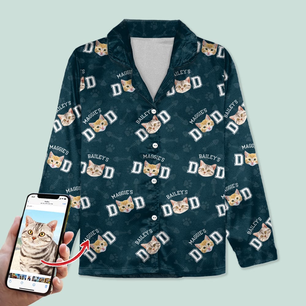 GeckoCustom Custom Photo Cat Dad Cat Mom Pajamas N304 HN590 For Kid / Only Shirt / 3XS