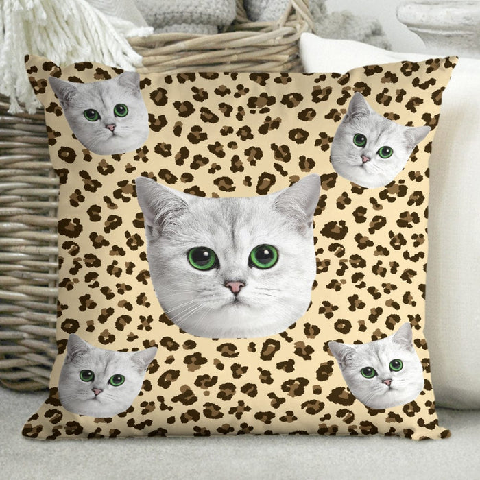 GeckoCustom Custom Photo Cat Leopard Pattern For Cat Lover Pillow N304 HN590