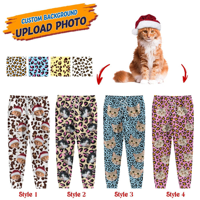 GeckoCustom Custom Photo Cat Leopard Pattern For Cat Lover Sweatpants N304 HN590
