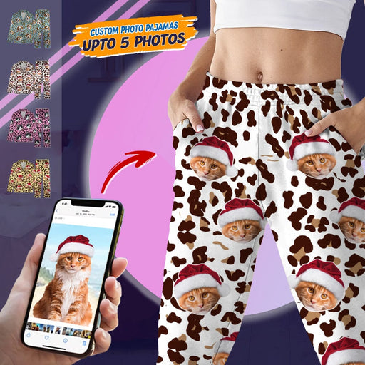 GeckoCustom Custom Photo Cat Leopart Pattern Pajamas N304 HN590 For Kid / Only Pants / 3XS