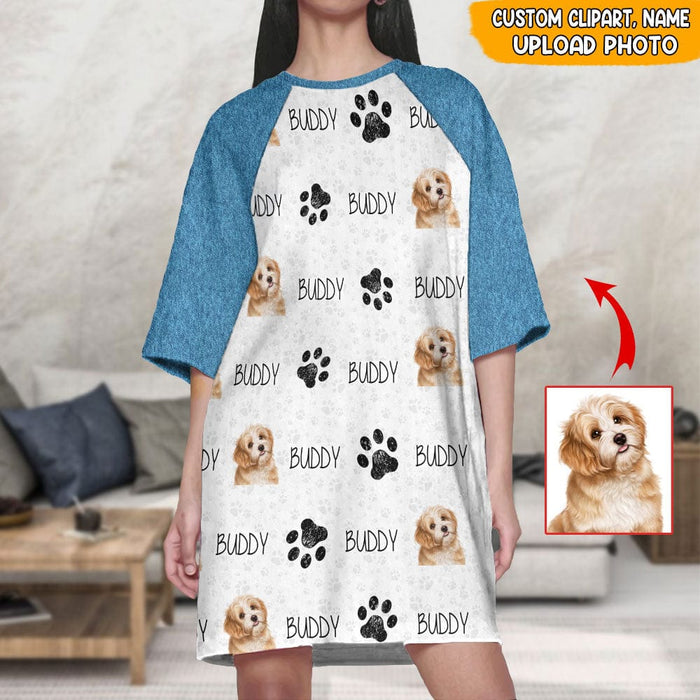 GeckoCustom Custom Photo, Clipart For Dog Lover Dog Raglan Nightgown T368 HN590