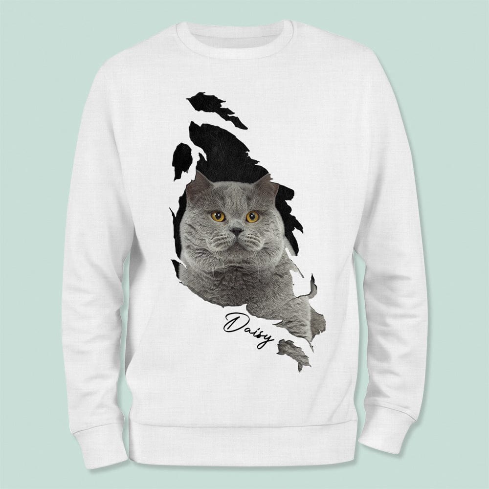 GeckoCustom Custom Photo Dog Cat Behind The Scratch Pet Shirt N369 HN590 Sweatshirt (Favorite) / Ash Color / S