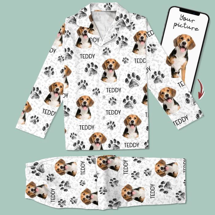 GeckoCustom Custom Photo Dog Cat Paw For Dog Cat Lover Pajamas Christmas T286 HN590 For Adult / Combo Shirt And Pants (Favorite) / XS