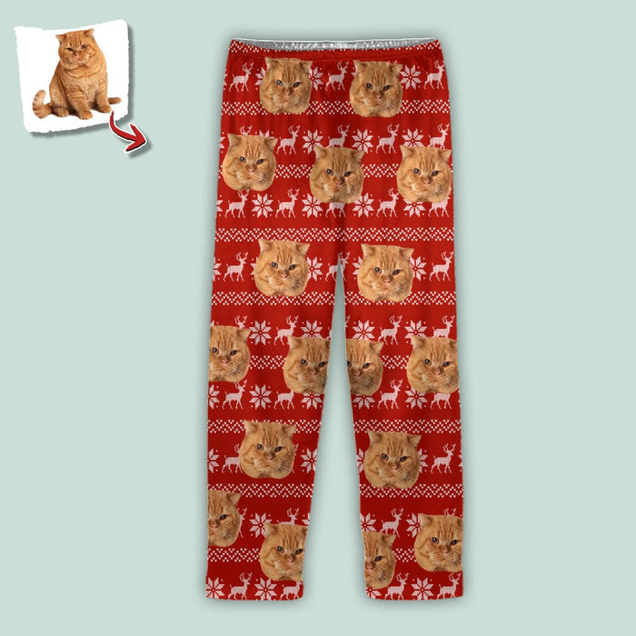 GeckoCustom Custom Photo Dog Cat With Christmas Accesories Pajamas N369 HN590 For Adult / Only Pants / XS
