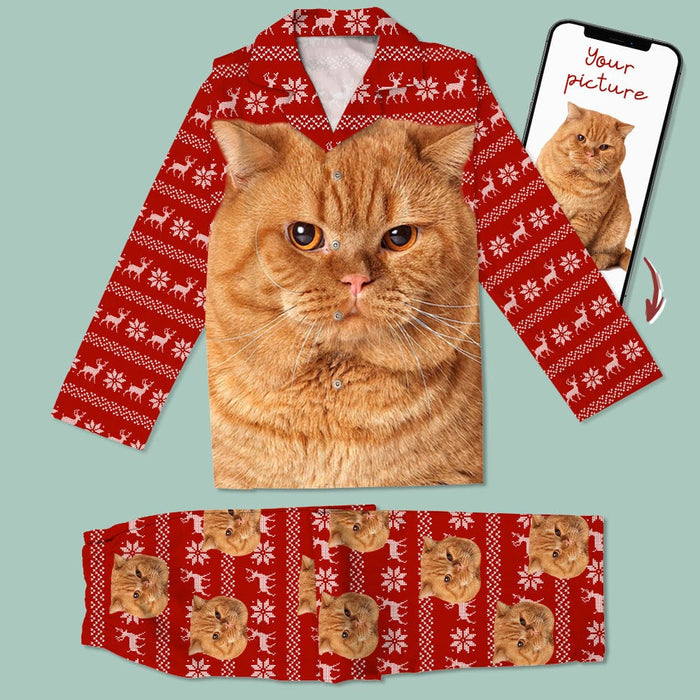 GeckoCustom Custom Photo Dog Cat With Christmas Accesories Pajamas N369 HN590 For Adult / Combo Shirt And Pants (Favorite) / XS