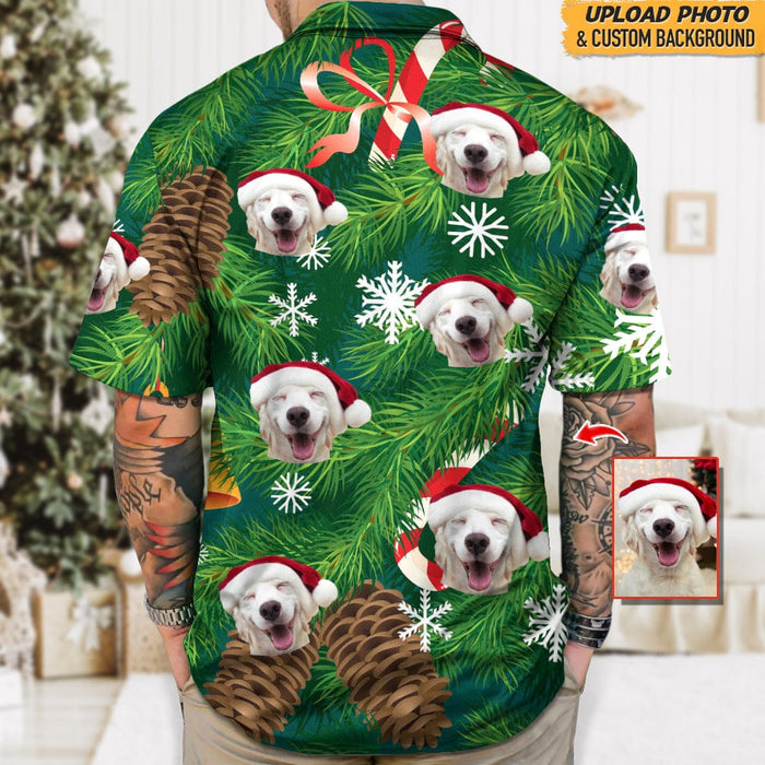 GeckoCustom Custom Photo Dog Christmas Snow Dog Hawaii Shirt N304 HN590