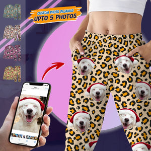 GeckoCustom Custom Photo Dog Leopart Pattern Pajamas N304 HN590 For Kid / Only Pants / 3XS