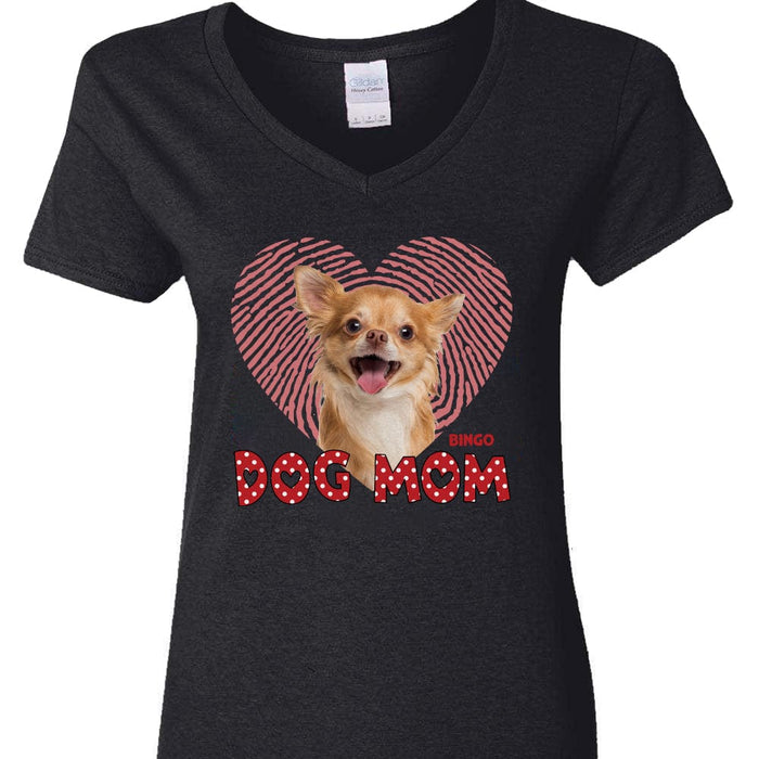 GeckoCustom Custom Photo Dog Mom Dark Shirt K228 889060 Women V-neck / V Black / S