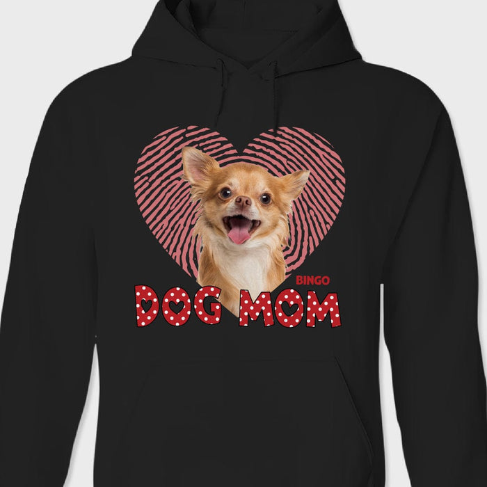GeckoCustom Custom Photo Dog Mom Dark Shirt K228 889060 Pullover Hoodie / Black Colour / S