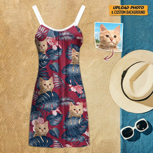 GeckoCustom Custom Photo For Cat Lover Women's Sleeveless Cami Dress N304 9013