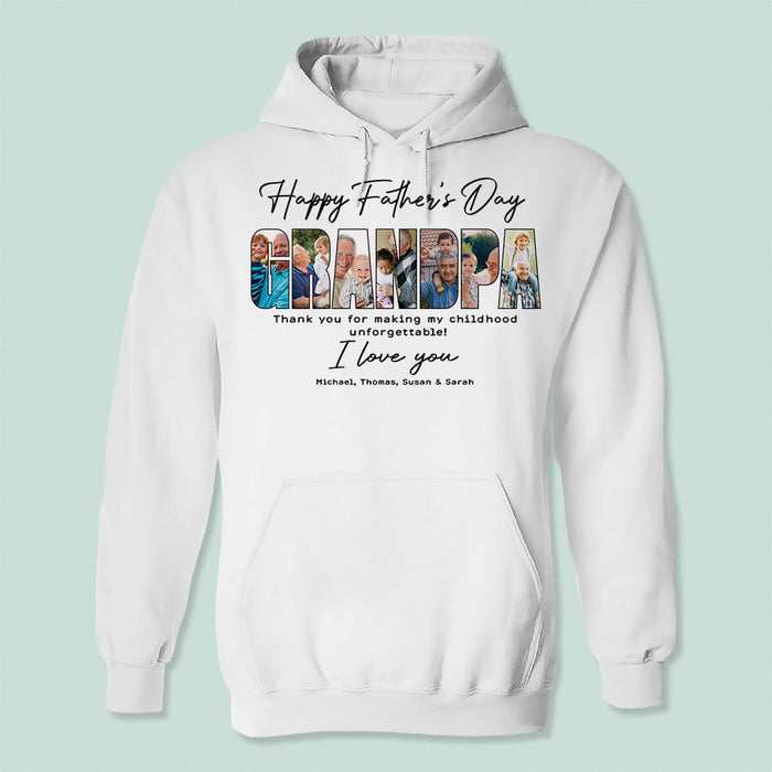 GeckoCustom Custom Photo Happy Father's Day Grandpa Bright Shirt N304 889042 Pullover Hoodie / Sport Grey Colour / S
